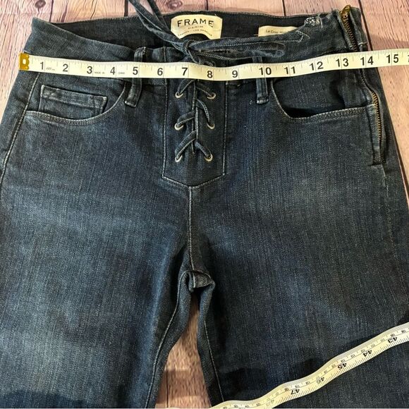 FRAME Denim Le Crop Mini Boot Lace Up Front Side Zip Boho Grunge Jeans Size 25 - Picture 10 of 11
